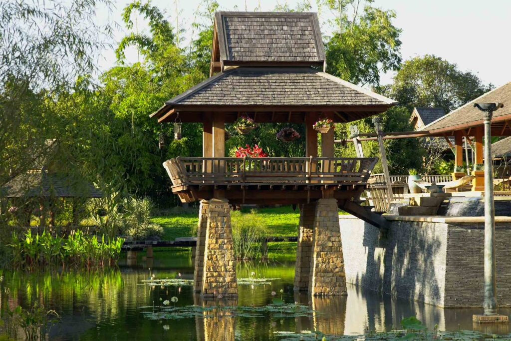 A pavilion above calm waters in Chiang Mai