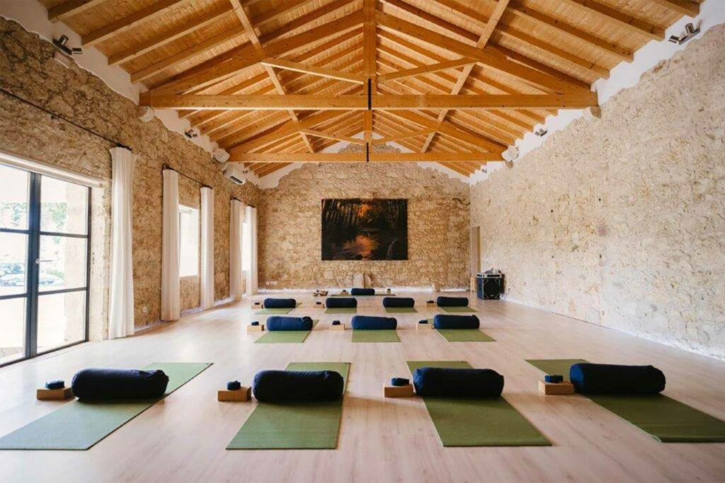 Yoga room at Quinta de Carvalhas, a Behold Retreats location