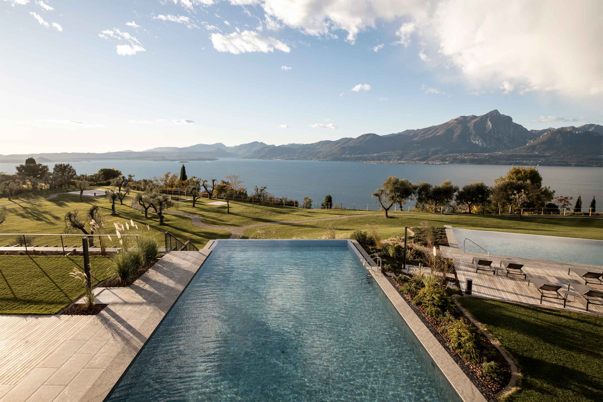 Pool overlooking the lake at Cape of Senses, Lake Garda, Italy