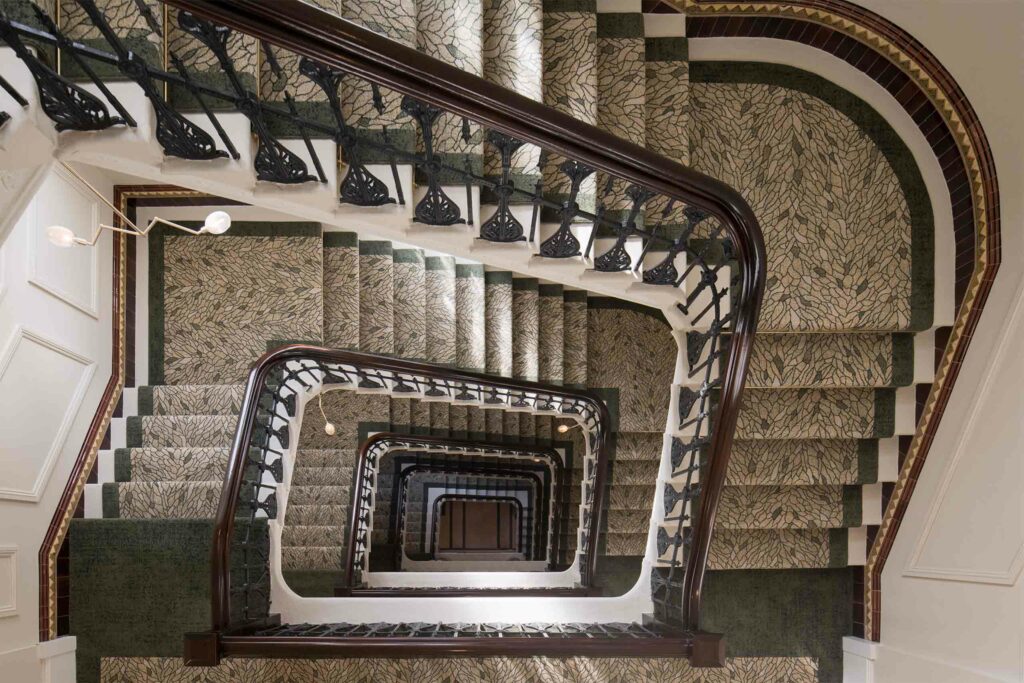 Opulent grand staircase at The Grand Hotel Birmingham, United Kingdom.