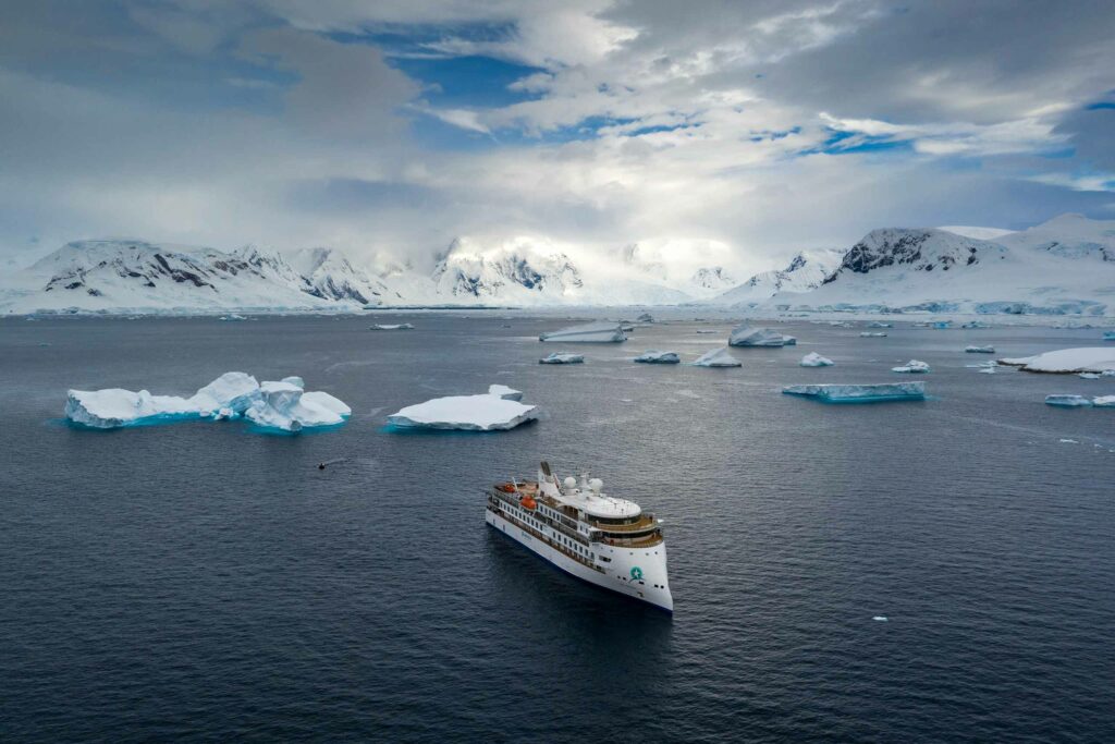 The Greg Mortimer during an Antarctica Pride Cruise with AE Expeditions