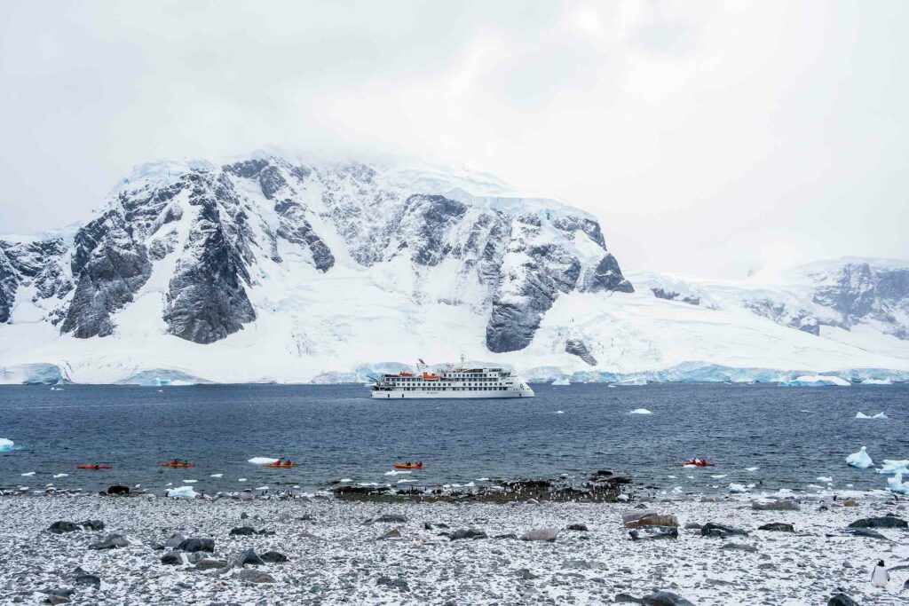 The Greg Mortimer on the Last Continent during an Antarctica Pride Cruise with AE Expeditions