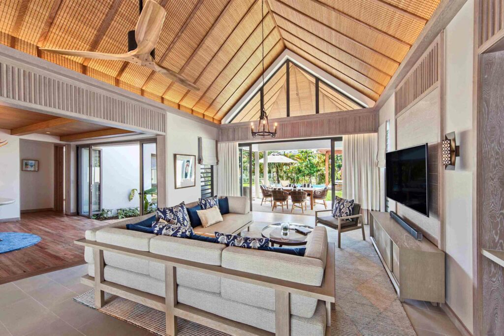 Lounge area of a Pool Villa at Anantara Iko Mauritius Resort & Villas, Mauritius