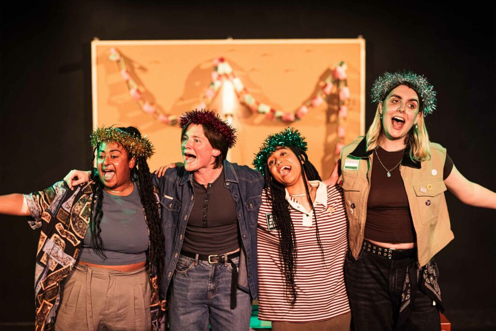 Actresses on stage during a performance of GRILLS at Camden People's Theatre