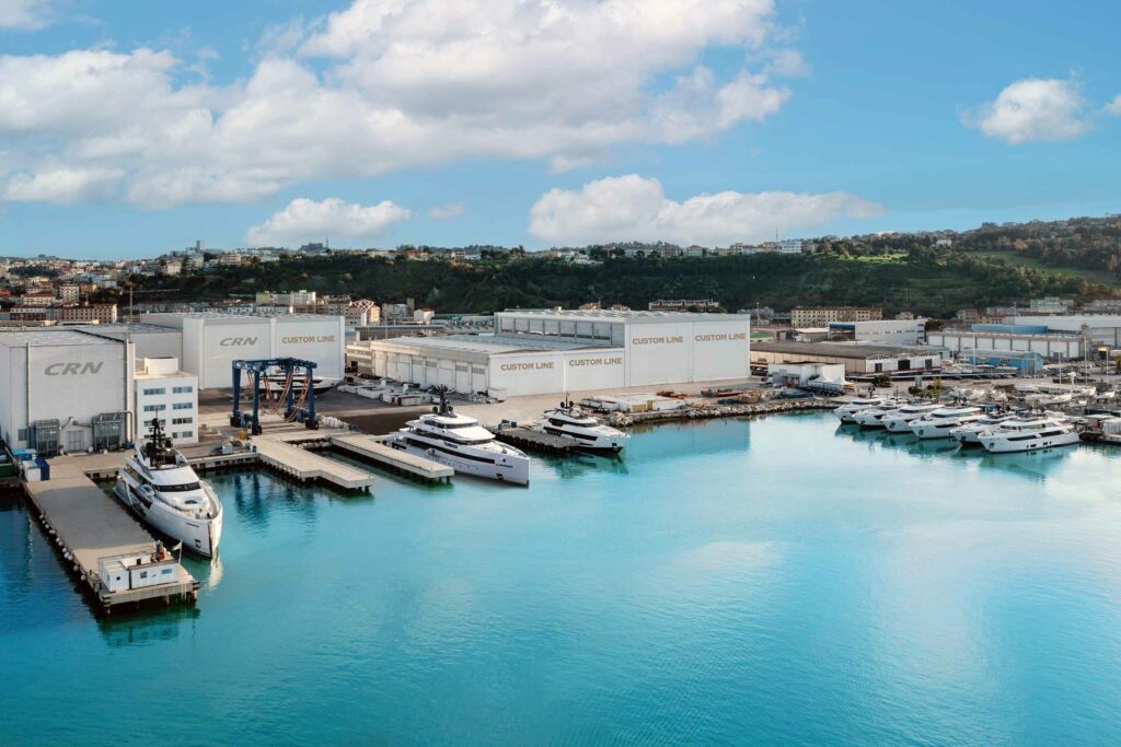 CRN yachts in a harbour