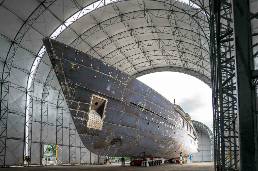 A CRN yacht by Ferretti Group under construction in Italy