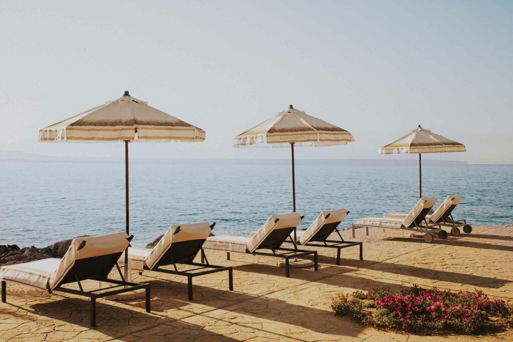 Hotel de Mar Gran Melia deckchairs looking out to sea