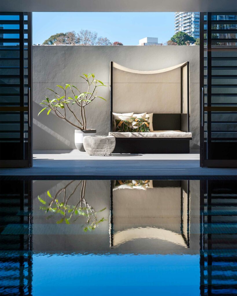 Poolside loungers at Ovolo Woolloomooloo, Sydney, Australia