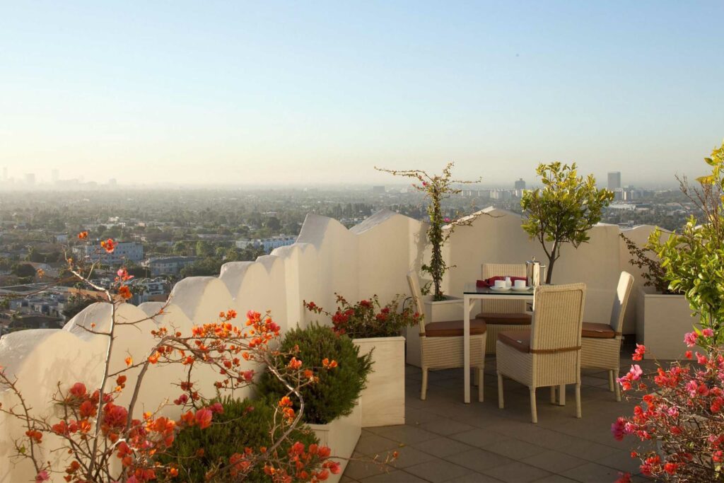 Views from the rooftop terrace at Sunset Tower Hotel.