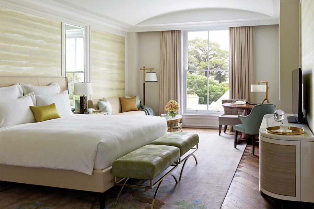 Bedroom of the Observatory Suite at The Langham Sydney, Sydney, Australia