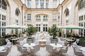 The courtyard at the Hôtel de Crillon, a Rosewood Hotel, Paris, France