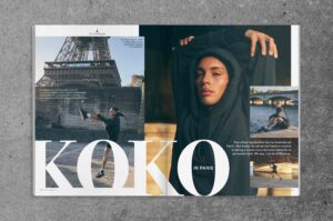 OutThere Paris is turning issue spread featuring cover model Koko