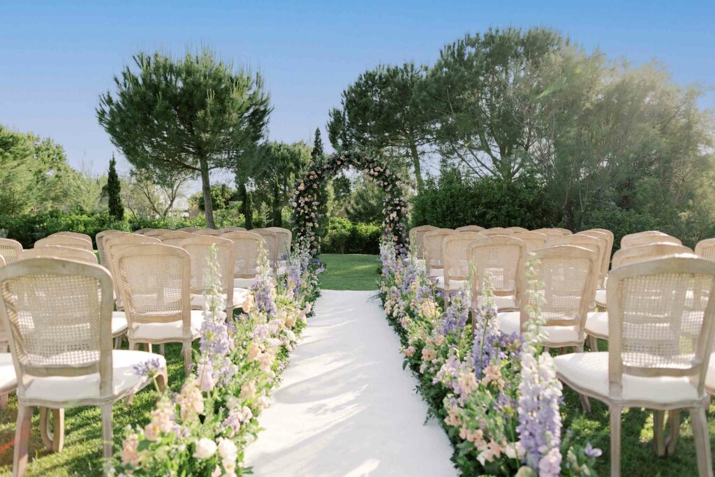 An altar is set up at The Romanos, a Luxury Collection Resort in Costa Navarino, Greece