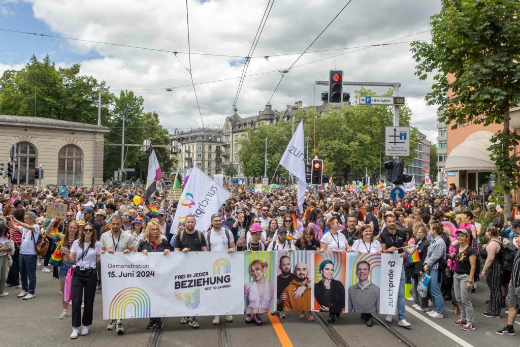 Demonstrators during Zurich Pride, Switzerland