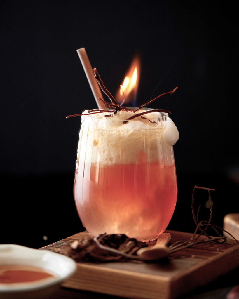 A wintery drink is served in Les Deux Alpes, France