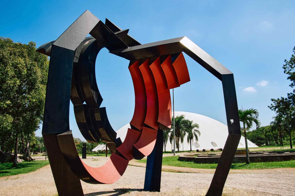 A contemporary sculpture in a park in São Paulo, Brazil