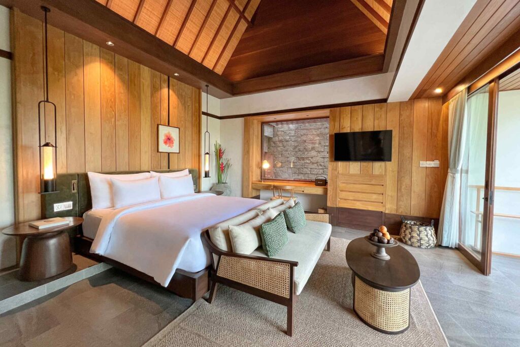 Bedroom of a villa at The Ridge Bali, Ubud, Bali, Indonesia