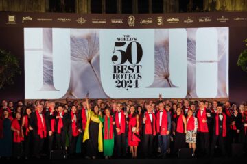 Winner of The World's 50 Best Hotels 2024 celebrate on stage at London's Guildhall