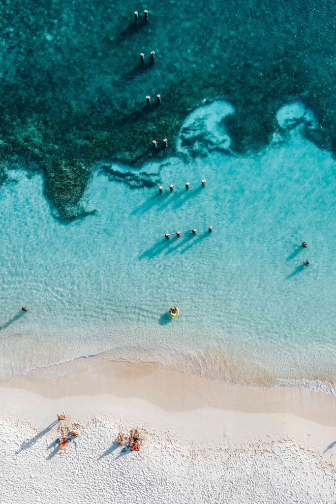 Aerial view of a beach in the Caribbean