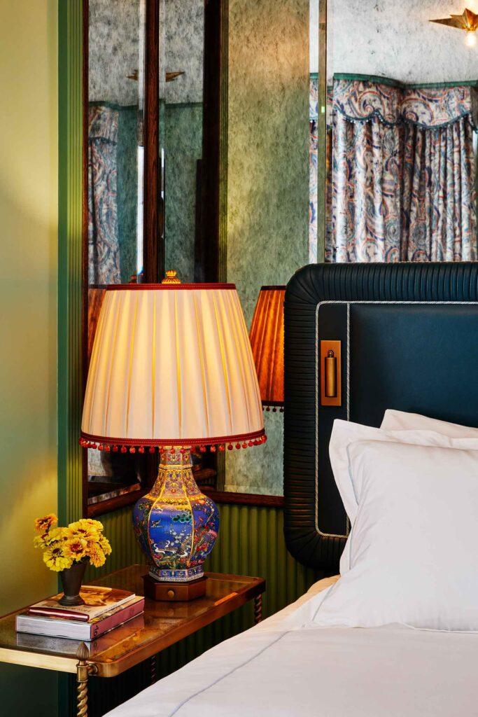 Bed detail in Mansion room at the Fifth Avenue Hotel, New York City