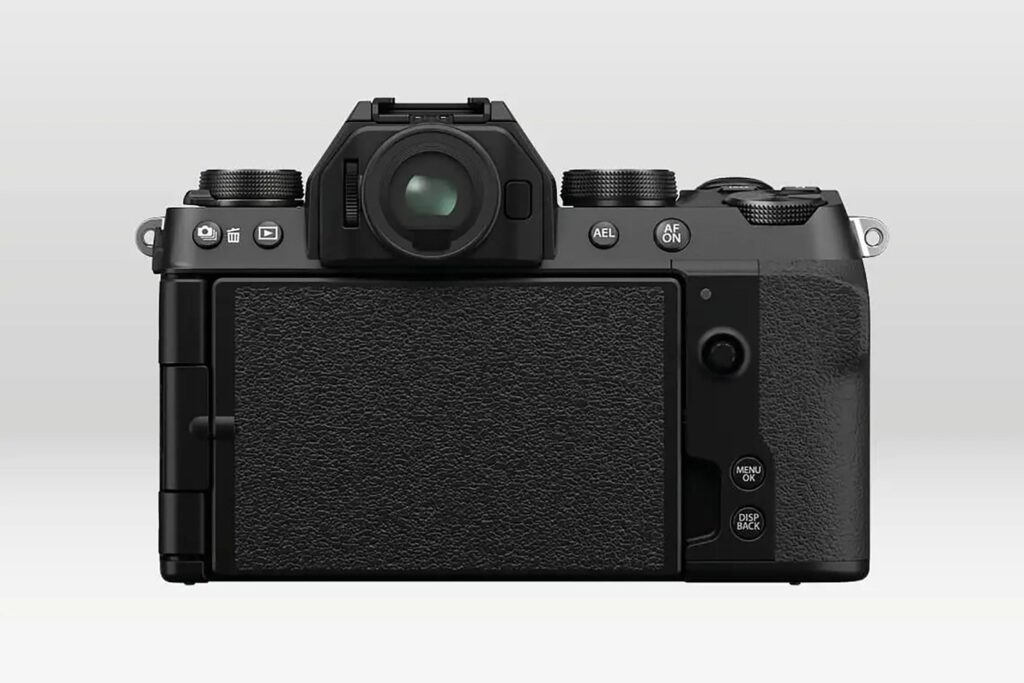 Back view of a Fujifilm X-S20 camera