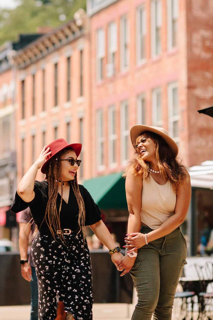 Lesbian couple on Main Street in Galena Illinois