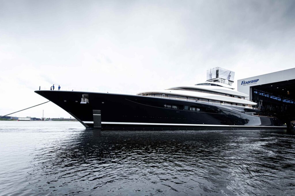 Side view of the Feadship Project 821, Monaco Yacht Show