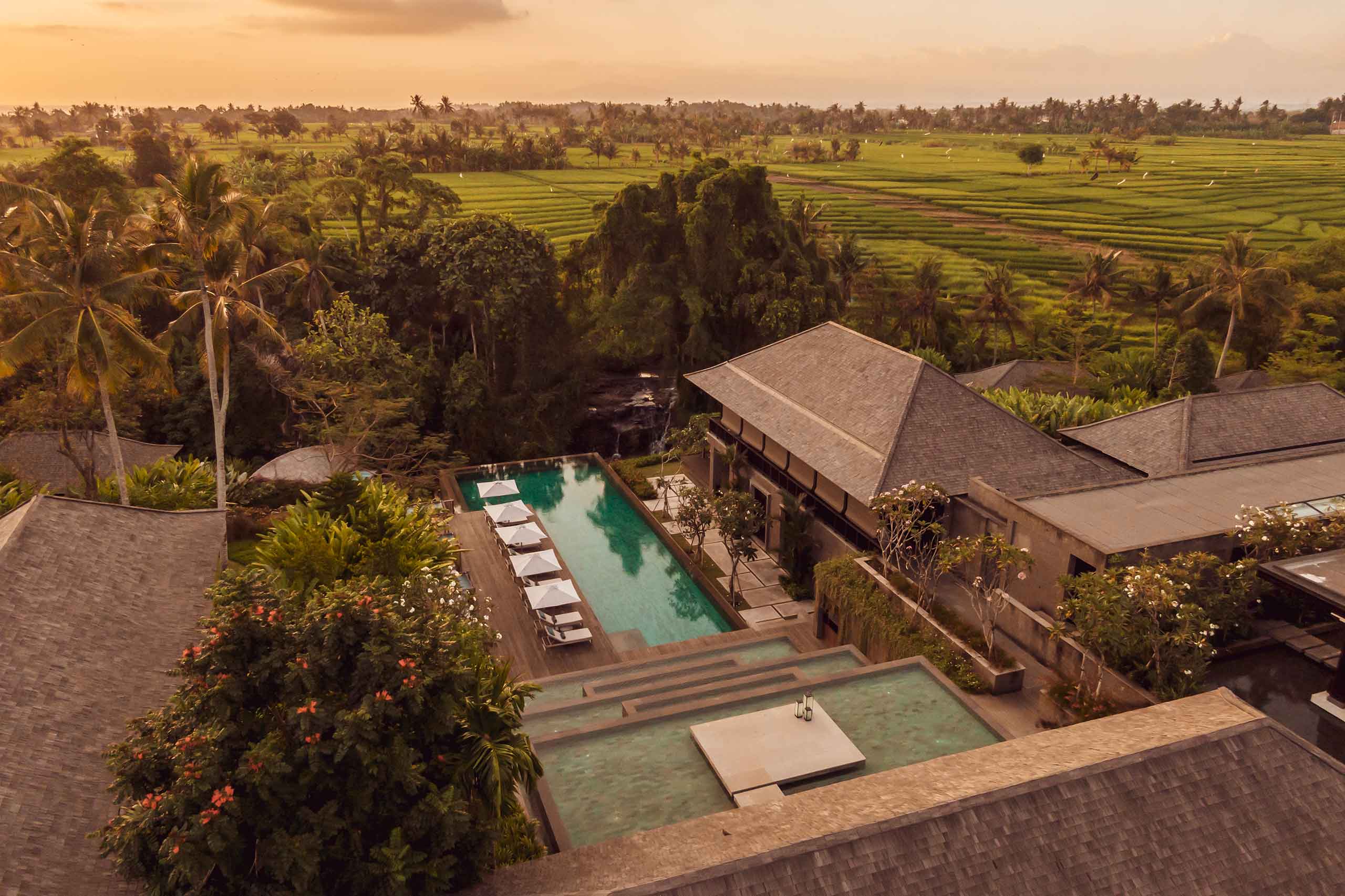 Aerial view of Nirjhara, Tabanan, Bali, Indonesia