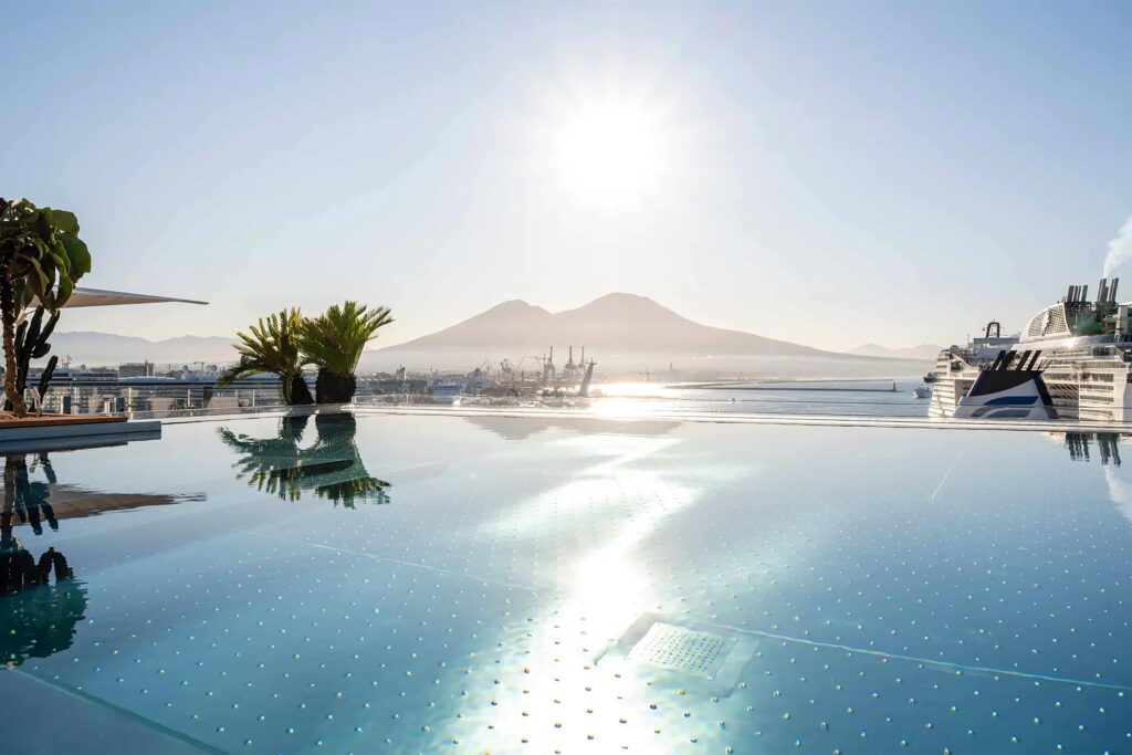 View of Mount Vesuvius from the rooftop pool