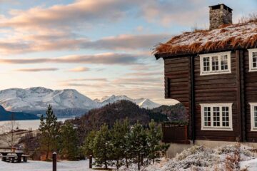 View over the mountains from Storfjord Hotel, Skodje, Norway