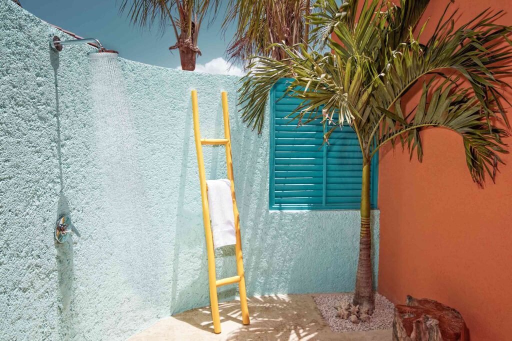 An outdoor shower at Boardwalk Boutique Hotel Aruba, Noord, Aruba