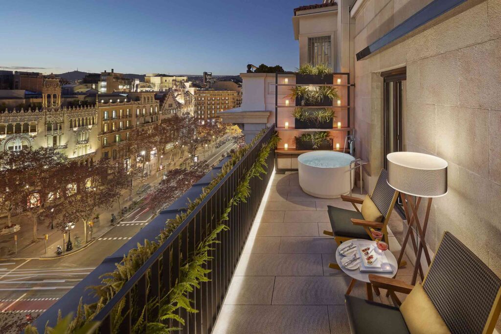 Terrace of a Suite at Mandarin Oriental Barcelona, Barcelona, Spain