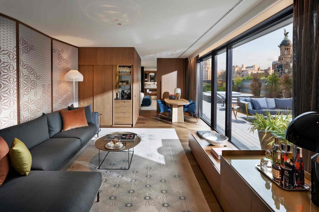 Living room of a Suite at Mandarin Oriental Barcelona, Barcelona, Spain