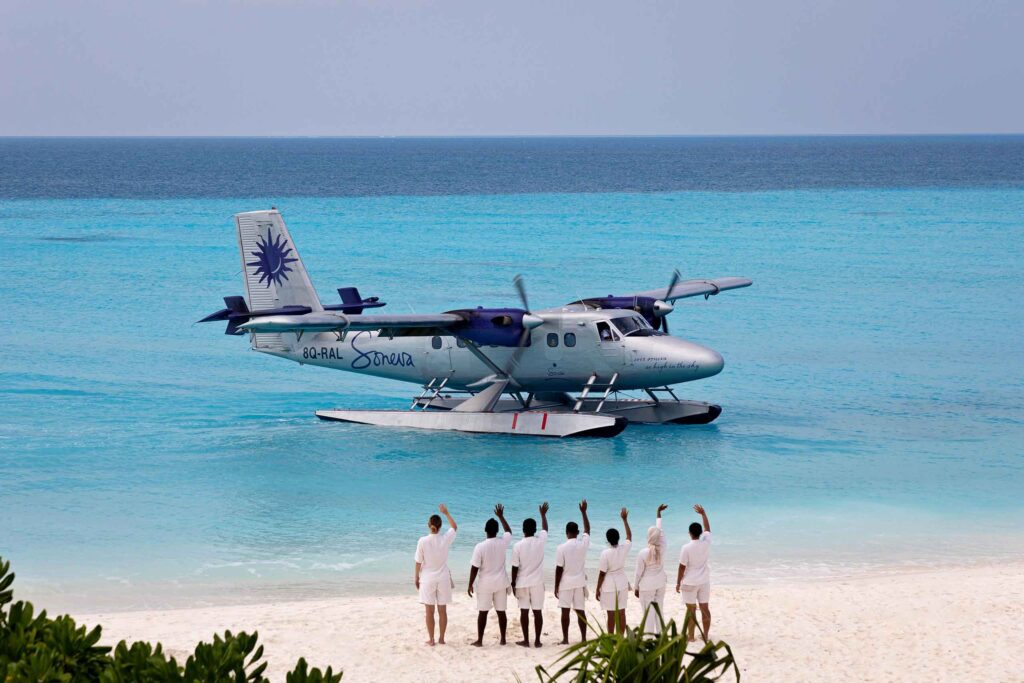 Seaplane at Soneva Secret ultra-luxury private resort, The Maldives