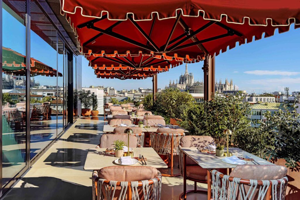 Rooftop restaurant at Casa Brera, a Luxury Collection Hotel, Milan, Italy, an answer to the question of where to travel in 2025