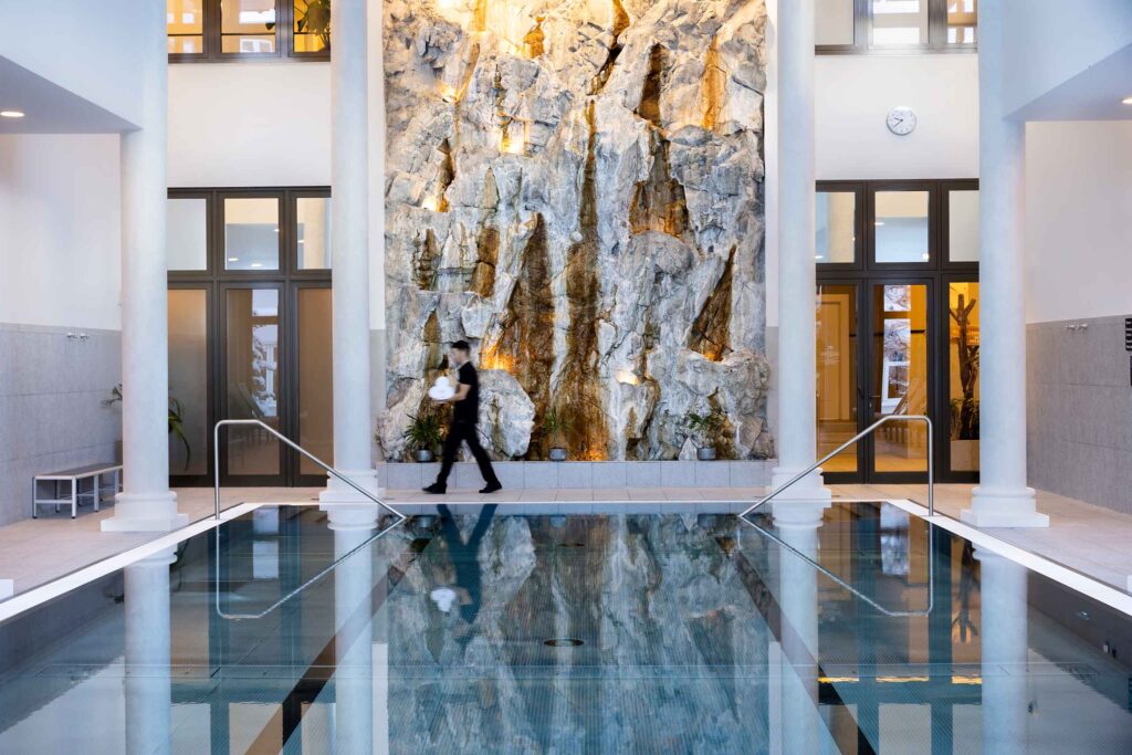 Indoor pool at the Grand Hotel des Bains Kempinski, St Moritz, Switzerland