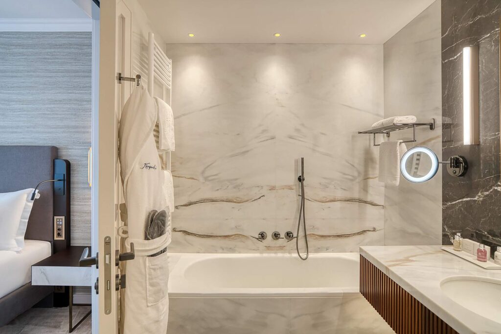 Bathroom at the Grand Hotel des Bains Kempinski, St Moritz, Switzerland