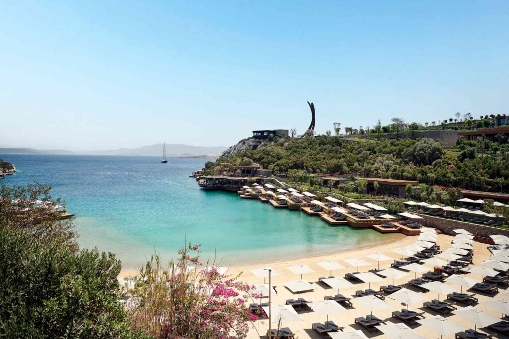 Aerial view of the beach at Maxx Royal Bodrum, Turkey