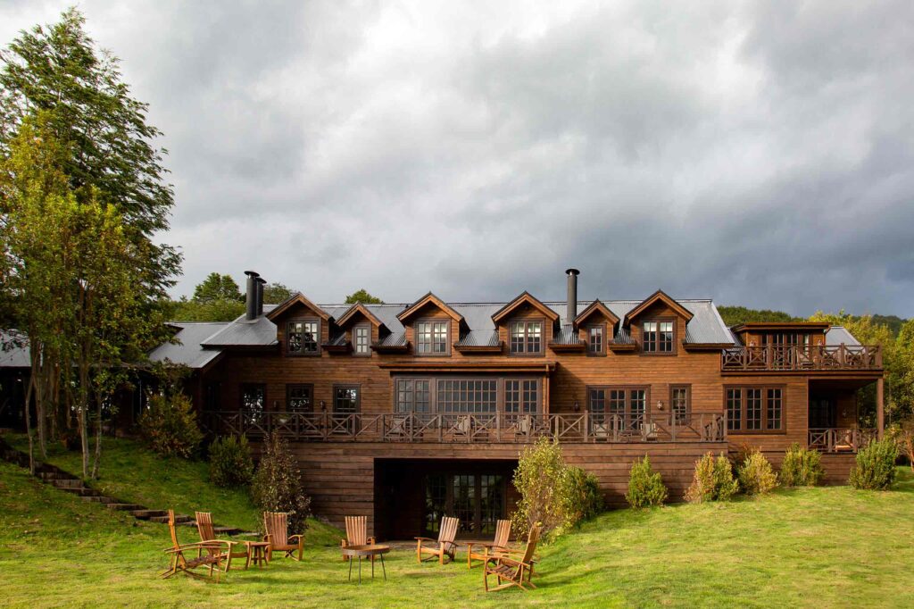 Exterior of Rio Palena Lodge, Patagonia, Chile