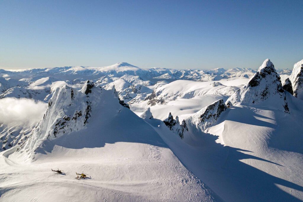 Heli-skiing near Rio Palena Lodge, Patagonia, Chile