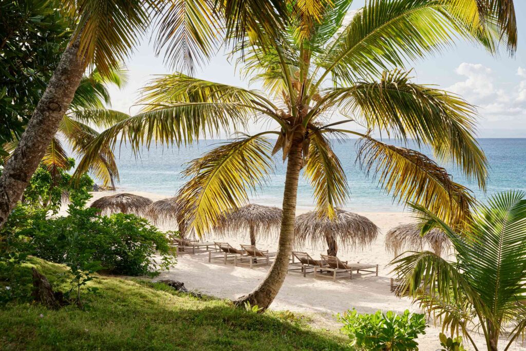 Beachside loungers at Voaara, Madagascar, an answer to the question of where to travel in 2025